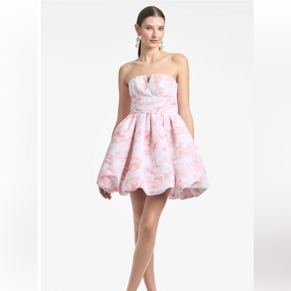 Sachin + Babi Pink and White Strapless Fit and Flare Dress